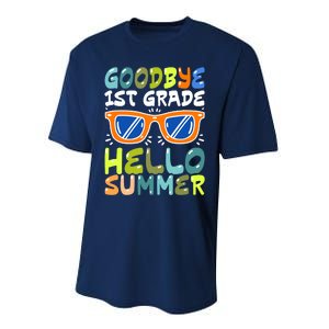 Goodbye 1st Grade Hello Summer Last Day Of School Boy Performance Sprint T-Shirt