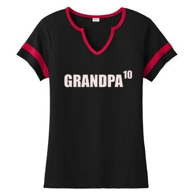 Grandpa 10 Grandkids 10th Time Cubed Grandpa Of Ten Ladies Halftime Notch Neck Tee