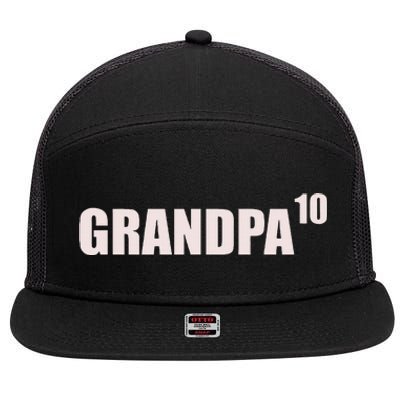 Grandpa 10 Grandkids 10th Time Cubed Grandpa Of Ten 7 Panel Mesh Trucker Snapback Hat