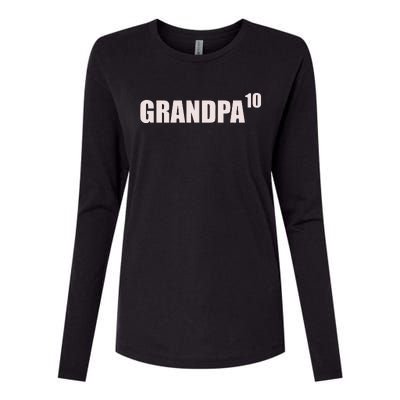 Grandpa 10 Grandkids 10th Time Cubed Grandpa Of Ten Womens Cotton Relaxed Long Sleeve T-Shirt