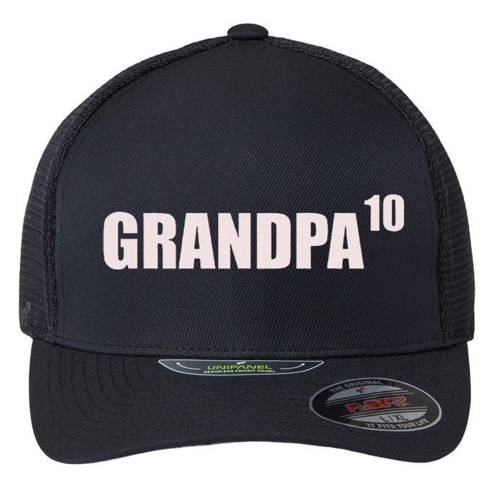 Grandpa 10 Grandkids 10th Time Cubed Grandpa Of Ten Flexfit Unipanel Trucker Cap