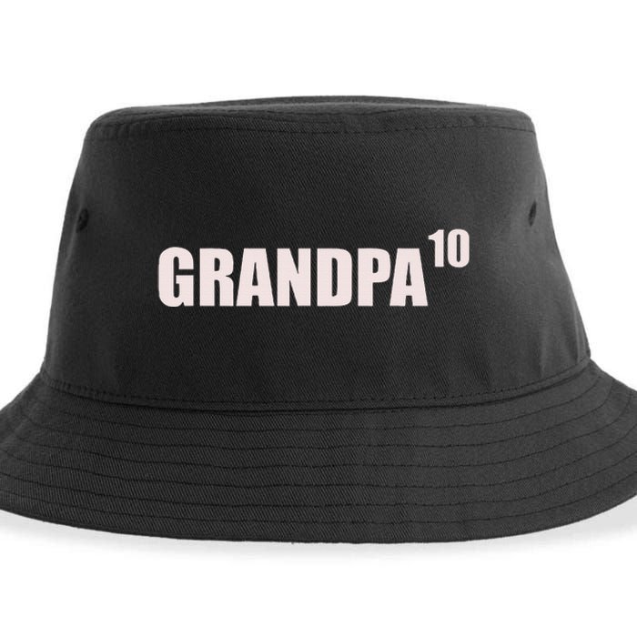 Grandpa 10 Grandkids 10th Time Cubed Grandpa Of Ten Sustainable Bucket Hat