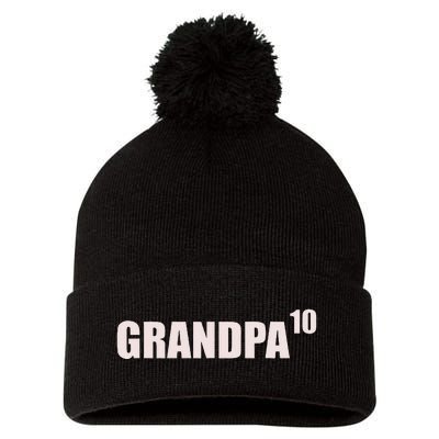 Grandpa 10 Grandkids 10th Time Cubed Grandpa Of Ten Pom Pom 12in Knit Beanie