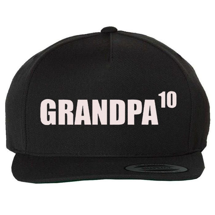 Grandpa 10 Grandkids 10th Time Cubed Grandpa Of Ten Wool Snapback Cap