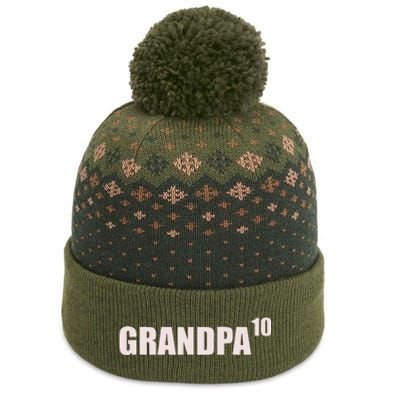 Grandpa 10 Grandkids 10th Time Cubed Grandpa Of Ten The Baniff Cuffed Pom Beanie