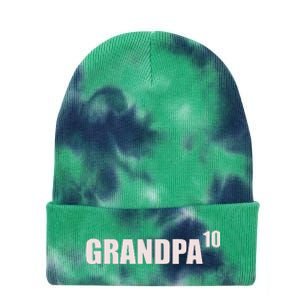 Grandpa 10 Grandkids 10th Time Cubed Grandpa Of Ten Tie Dye 12in Knit Beanie