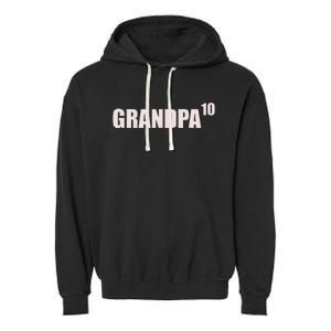 Grandpa 10 Grandkids 10th Time Cubed Grandpa Of Ten Garment-Dyed Fleece Hoodie