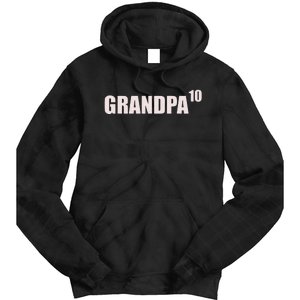 Grandpa 10 Grandkids 10th Time Cubed Grandpa Of Ten Tie Dye Hoodie