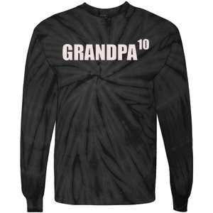 Grandpa 10 Grandkids 10th Time Cubed Grandpa Of Ten Tie-Dye Long Sleeve Shirt