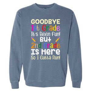 Goodbye 1st Grade Hello 2nd Grade Back To Shcool Outfit Garment-Dyed Sweatshirt