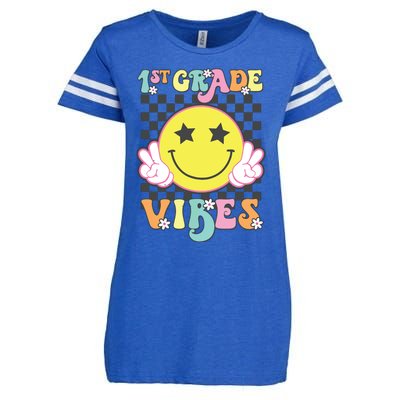 Girl 1st Grade Vibes Smile Face Back To School First Grade Enza Ladies Jersey Football T-Shirt