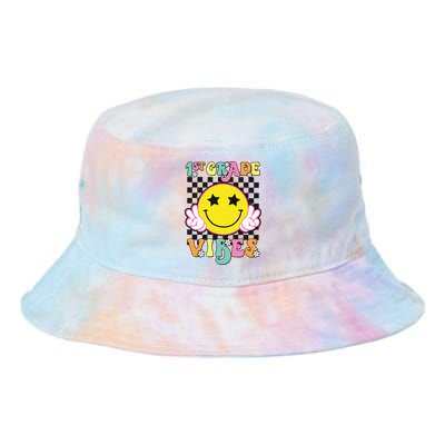 Girl 1st Grade Vibes Smile Face Back To School First Grade Tie Dye Newport Bucket Hat