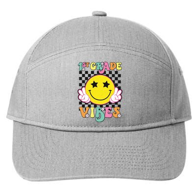 Girl 1st Grade Vibes Smile Face Back To School First Grade 7-Panel Snapback Hat