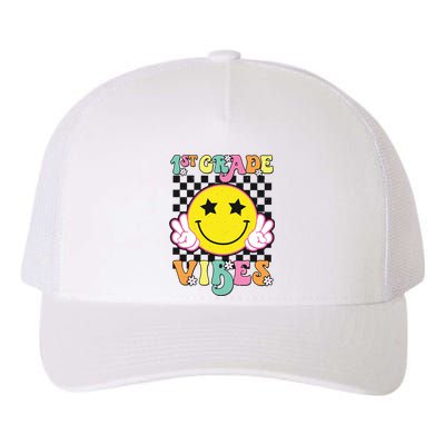 Girl 1st Grade Vibes Smile Face Back To School First Grade Yupoong Adult 5-Panel Trucker Hat