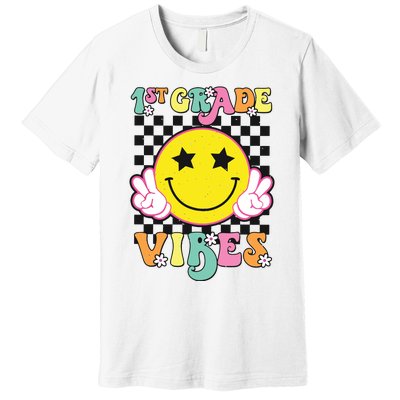 Girl 1st Grade Vibes Smile Face Back To School First Grade Premium T-Shirt