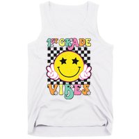 Girl 1st Grade Vibes Smile Face Back To School First Grade Tank Top