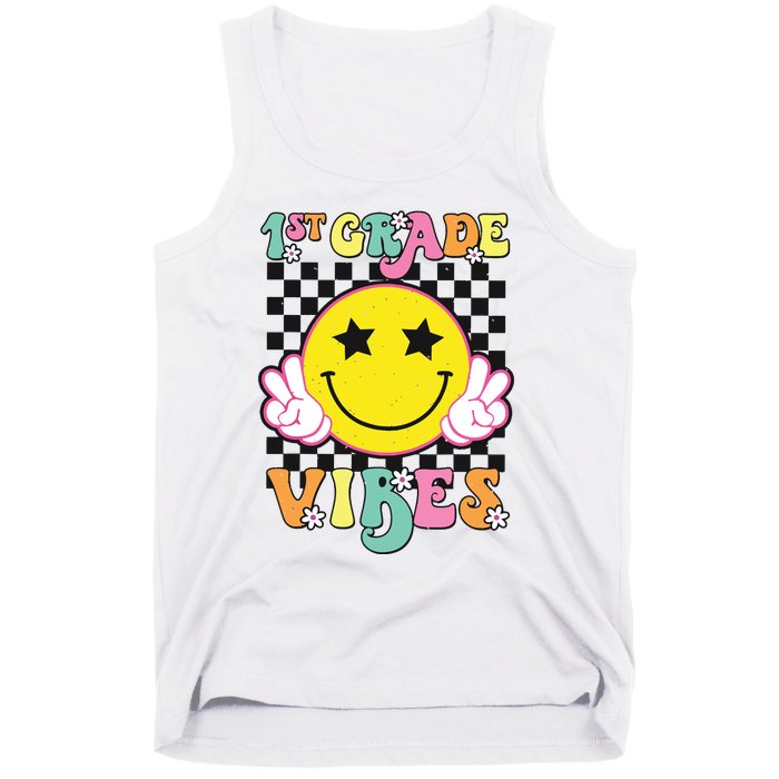 Girl 1st Grade Vibes Smile Face Back To School First Grade Tank Top