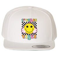 Girl 1st Grade Vibes Smile Face Back To School First Grade Wool Snapback Cap