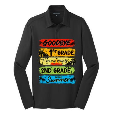 Goodbye 1st Grade Summer Graduation Teacher Silk Touch Performance Long Sleeve Polo