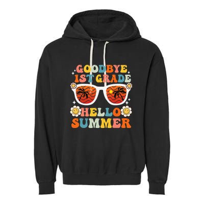 Goodbye 1st Grade Hello Summer Funny First Grade Graduate Garment-Dyed Fleece Hoodie