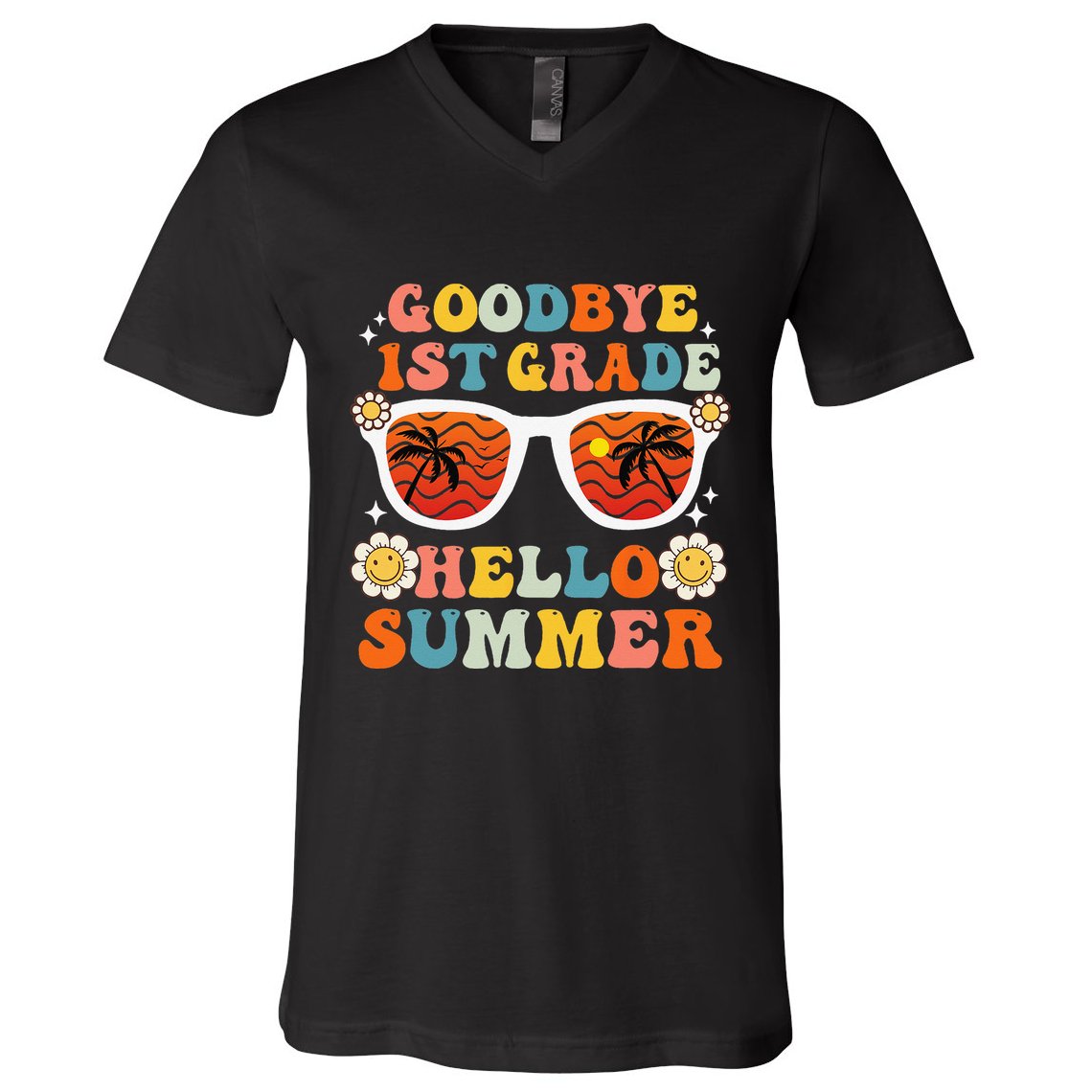 Goodbye 1st Grade Hello Summer Funny First Grade Graduate V-Neck T-Shirt