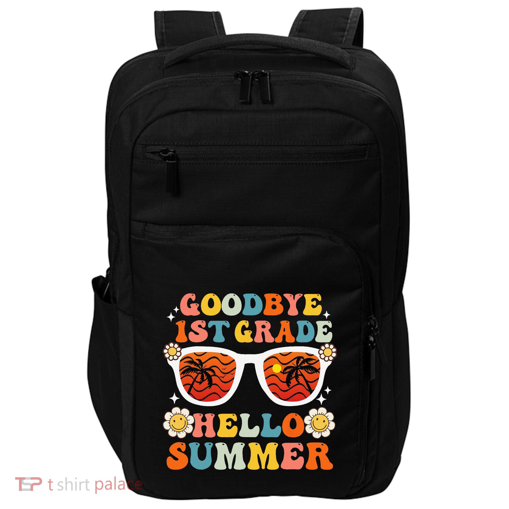 Goodbye 1st Grade Hello Summer Funny First Grade Graduate Impact Tech Backpack