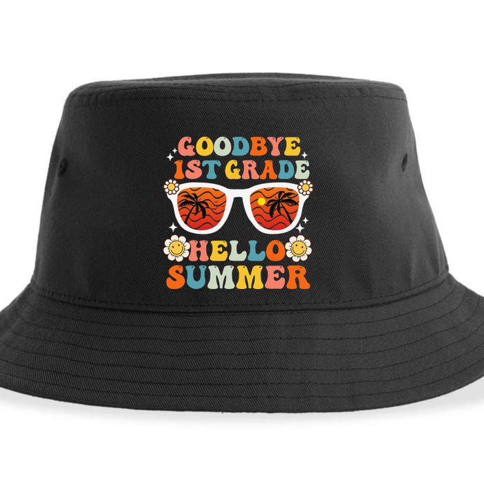 Goodbye 1st Grade Hello Summer Funny First Grade Graduate Sustainable Bucket Hat