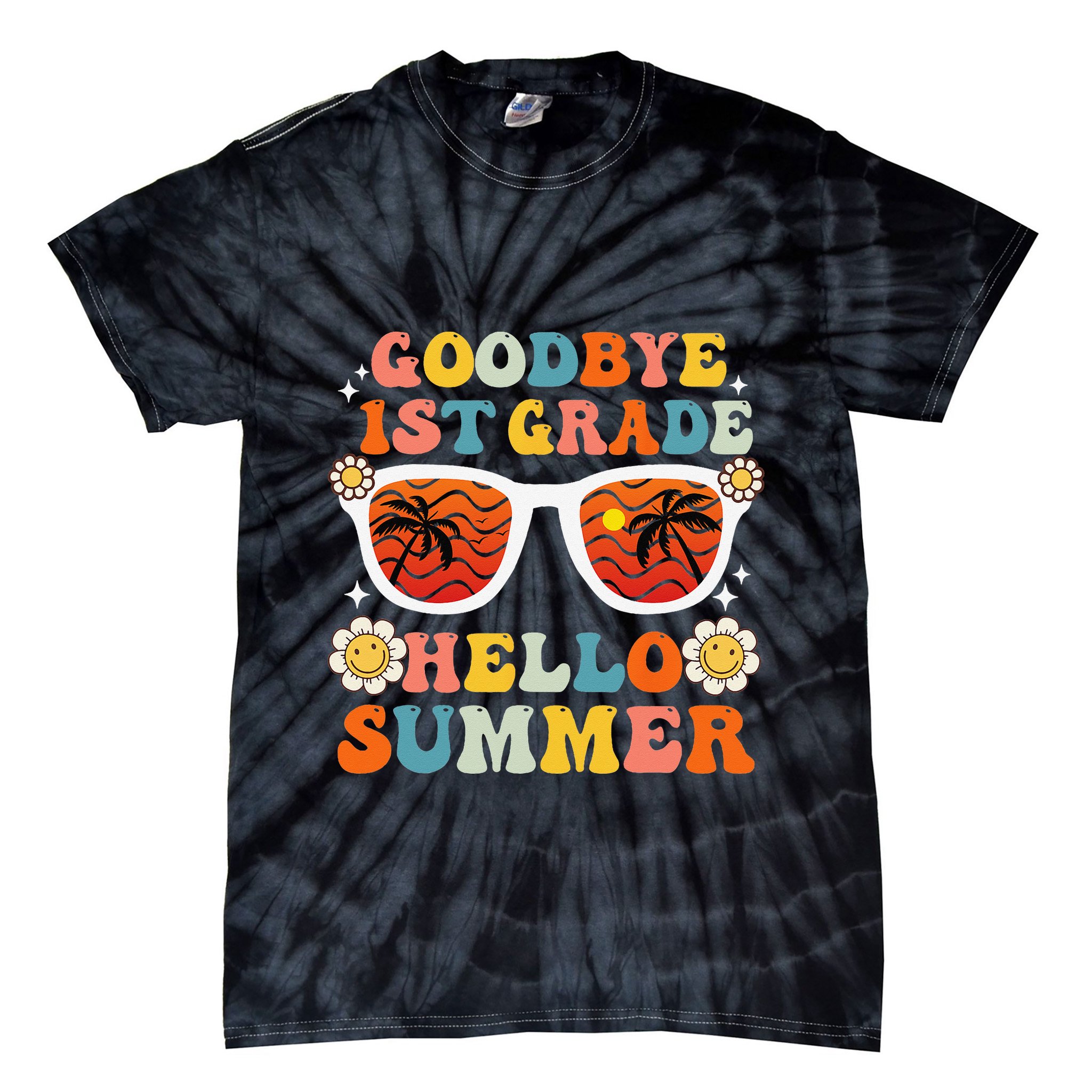 Goodbye 1st Grade Hello Summer Funny First Grade Graduate Tie-Dye T-Shirt
