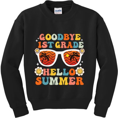 Goodbye 1st Grade Hello Summer Funny First Grade Graduate Kids Sweatshirt