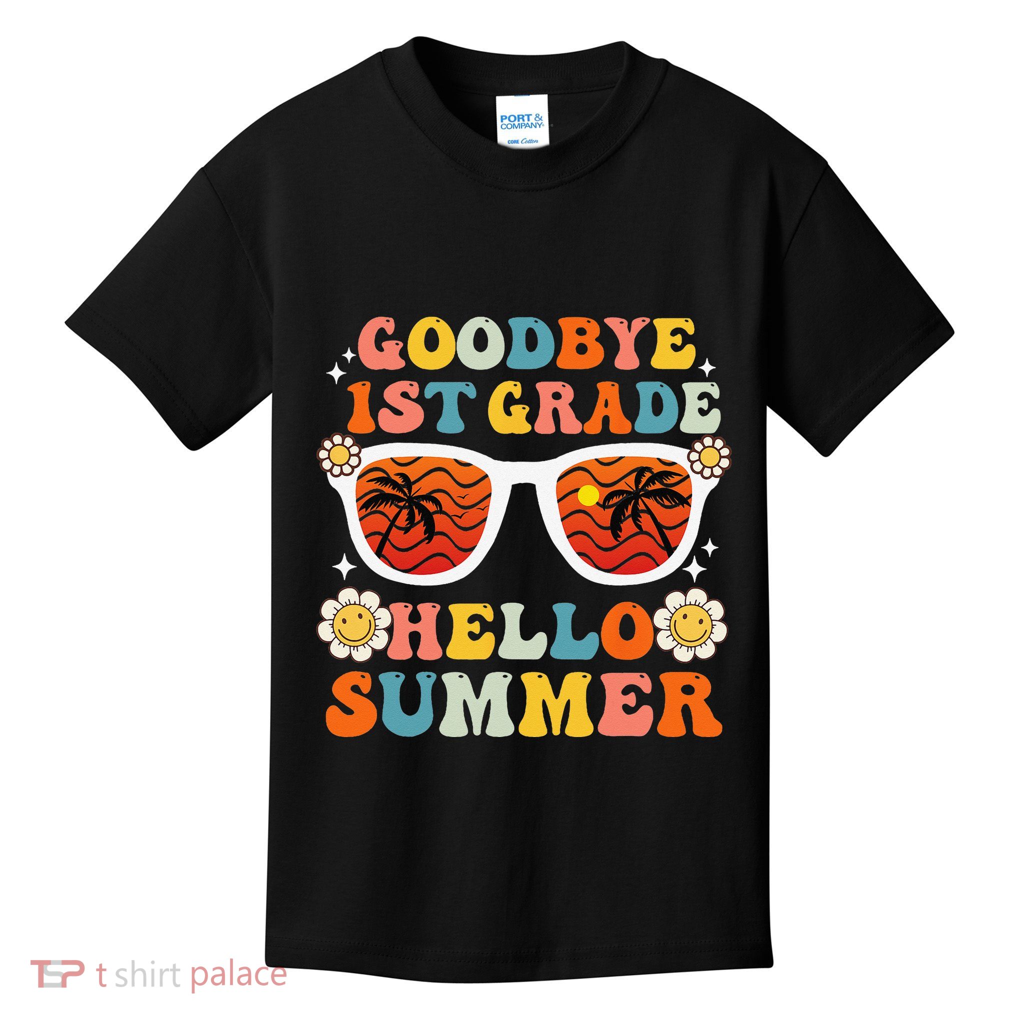 Goodbye 1st Grade Hello Summer Funny First Grade Graduate Kids T-Shirt