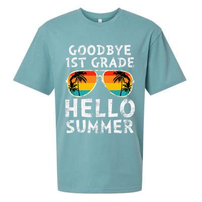 Goodbye 1st Grade Hello Summer Last Day Of School Sueded Cloud Jersey T-Shirt
