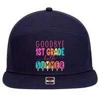 Goodbye 1st Grade Hello Summer First Grade Graduate 7 Panel Mesh Trucker Snapback Hat