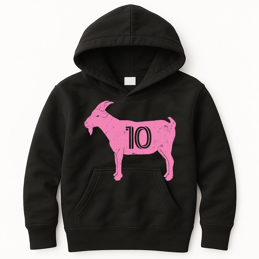 Goat 10 Miami Soccer Kids Hoodie