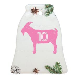 Goat 10 Miami Soccer Ceramic Bell Ornament