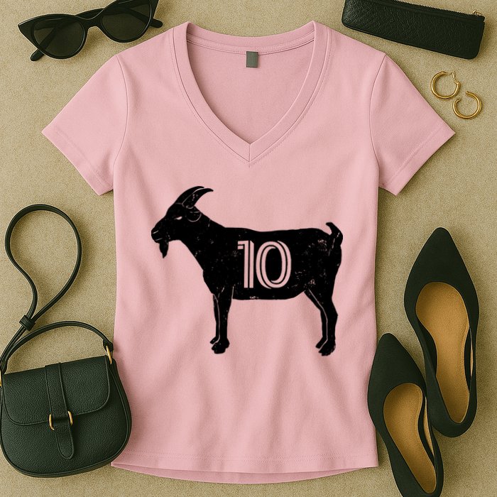 Goat 10 Miami Soccer Team Women's V-Neck T-Shirt