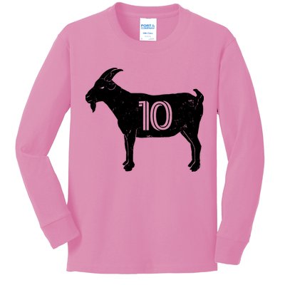 Goat 10 Miami Soccer Team Kids Long Sleeve Shirt