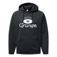 Grunge 1991 Seattle 90s Music Retro Rock Music Gen X Performance Fleece Hoodie