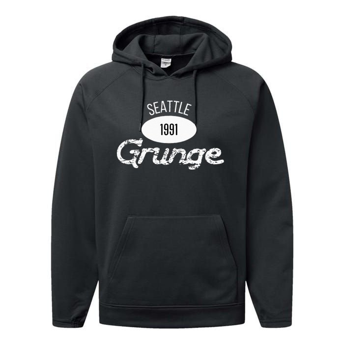 Grunge 1991 Seattle 90s Music Retro Rock Music Gen X Performance Fleece Hoodie