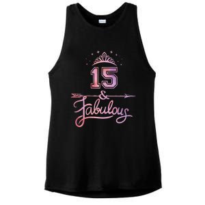 Girl 15 Years Old And Fabulous Girl 15th Birthday Ladies PosiCharge Tri-Blend Wicking Tank