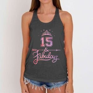 Girl 15 Years Old And Fabulous Girl 15th Birthday Women's Knotted Racerback Tank