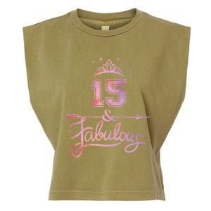 Girl 15 Years Old And Fabulous Girl 15th Birthday Garment-Dyed Women's Muscle Tee