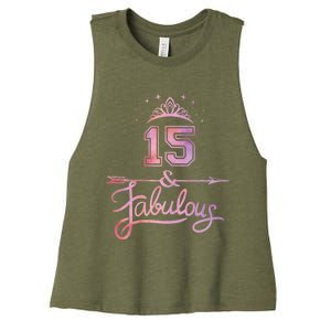 Girl 15 Years Old And Fabulous Girl 15th Birthday Women's Racerback Cropped Tank