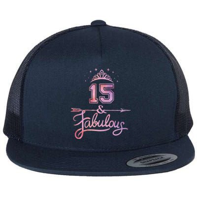 Girl 15 Years Old And Fabulous Girl 15th Birthday Flat Bill Trucker Hat