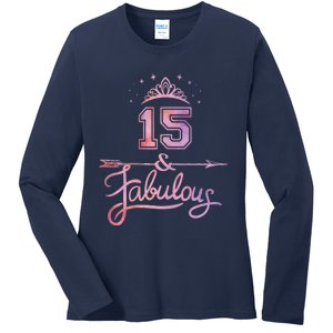 Girl 15 Years Old And Fabulous Girl 15th Birthday Ladies Long Sleeve Shirt