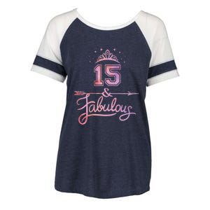 Girl 15 Years Old And Fabulous Girl 15th Birthday Enza Ladies Jersey Colorblock Tee