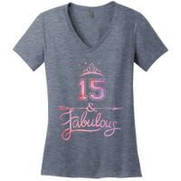 Girl 15 Years Old And Fabulous Girl 15th Birthday Women's V-Neck T-Shirt