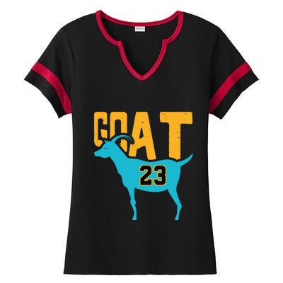 Goat 23 Air Retro Aqua 5s Matching Ladies Halftime Notch Neck Tee