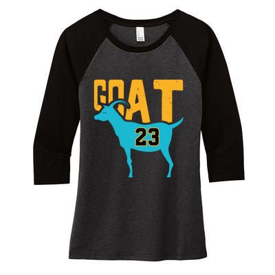 Goat 23 Air Retro Aqua 5s Matching Women's Tri-Blend 3/4-Sleeve Raglan Shirt