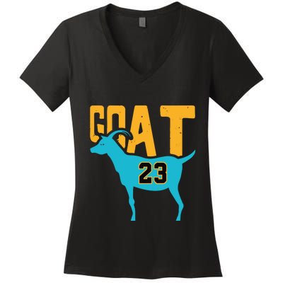 Goat 23 Air Retro Aqua 5s Matching Women's V-Neck T-Shirt