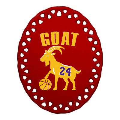 Goat 24 Cute Funny Basketball Ceramic Oval Ornament